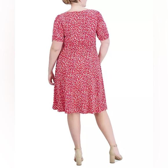 Jessica Howard Plus Size Printed Ruched-Sleeve Dress Women’s Sz 18W NWT - Picture 5 of 9